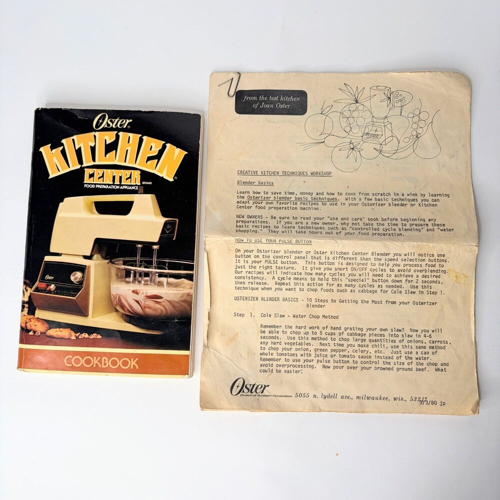 Vintage Oster Kitchen Center Regency Cookbook Instructions 1980